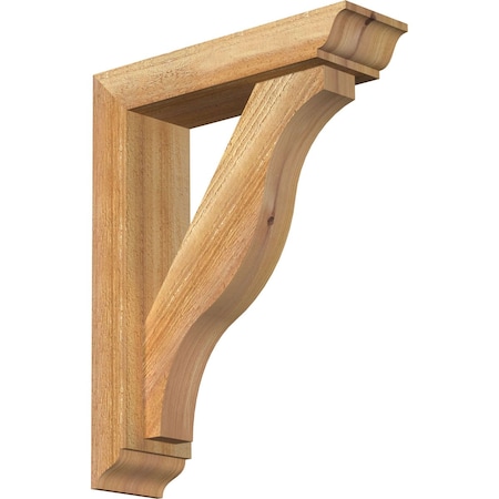Funston Traditional Rough Sawn Bracket w/ Offset Brace, Western Red Cedar, 4"W x 14"D x 18"H